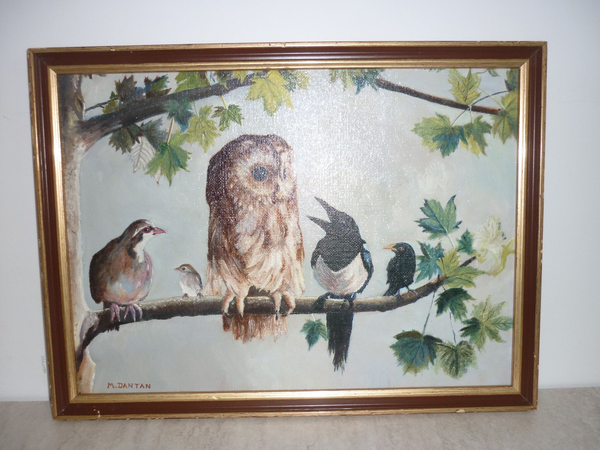 Painting birds on panel