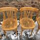 Set of 9 vintage bistro chairs in beech wood – bentwood, patterned seat