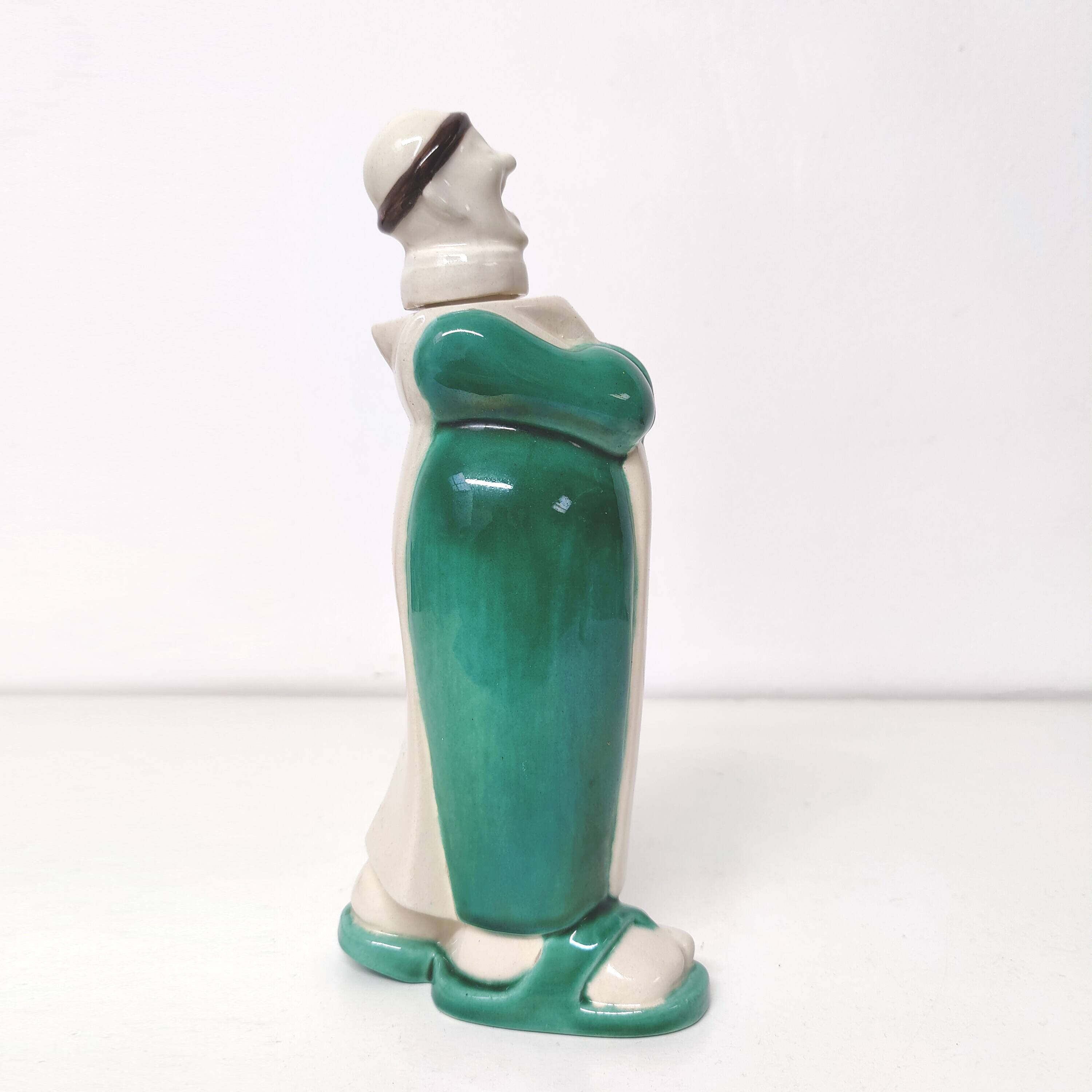Monk earthenware liqueur bottle Franor Royale 1940s
