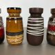 Set of four vintage pottery fat lava "242-22" vases made by Scheurich, Germany