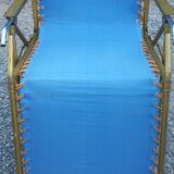 Set of 3 vintage lafuma sun loungers canvas and tubes + table