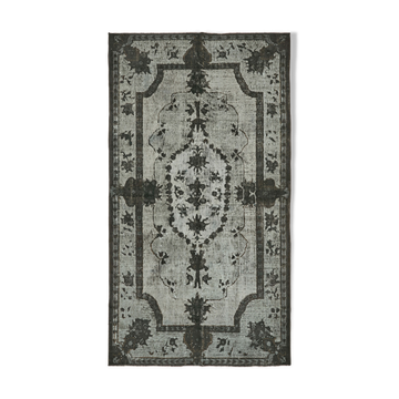 Handwoven unique turkish 1980s 166 cm x 300 cm black rug