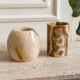 Pair of natural onyx candle holders