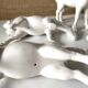 5 White Porcelain Glazed Horses of Happiness Figurines Statuettes