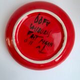 red ceramic ashtray signed Vallauris design 70s