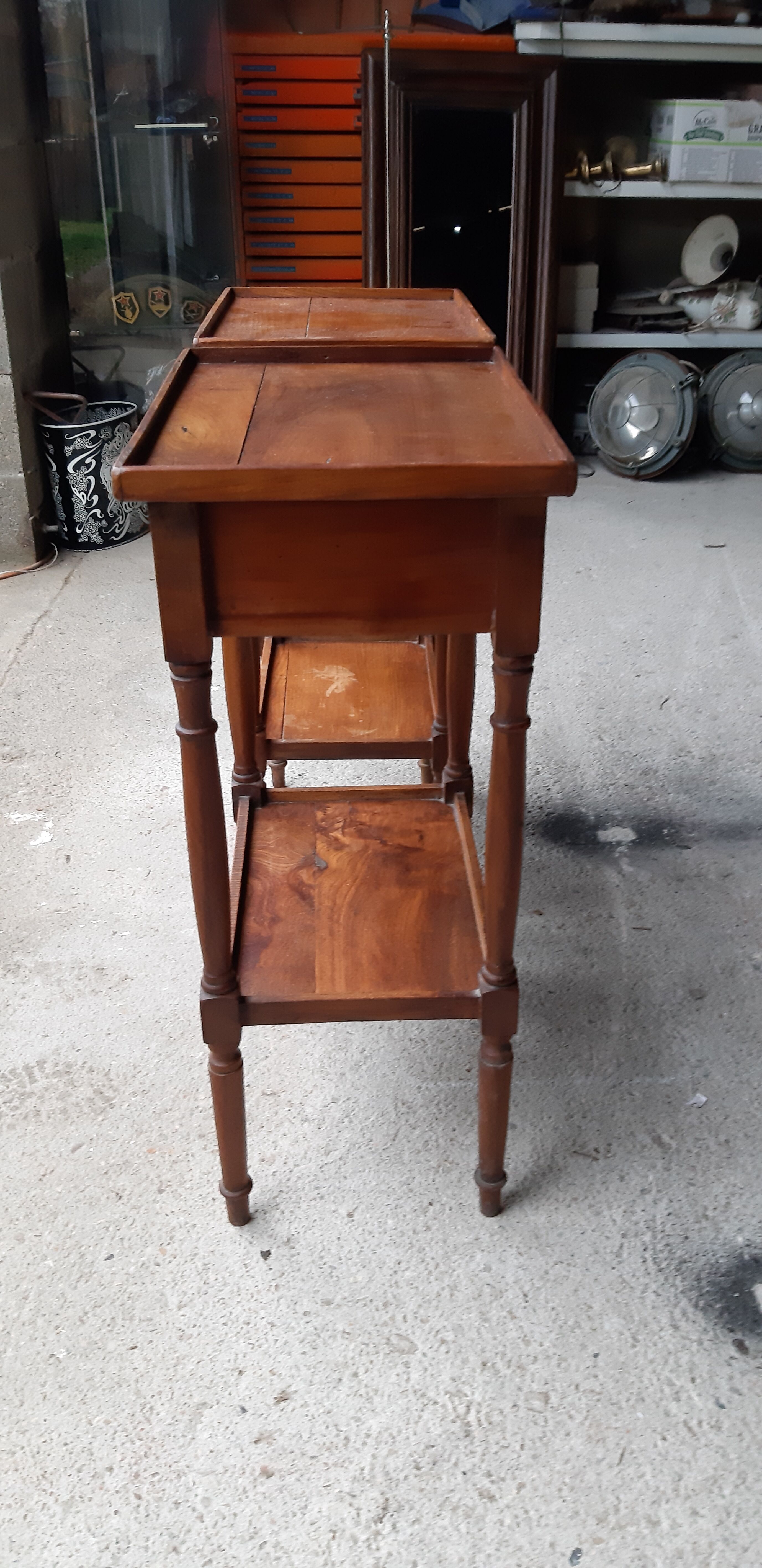 Pair of bedside tables in walnut 19th