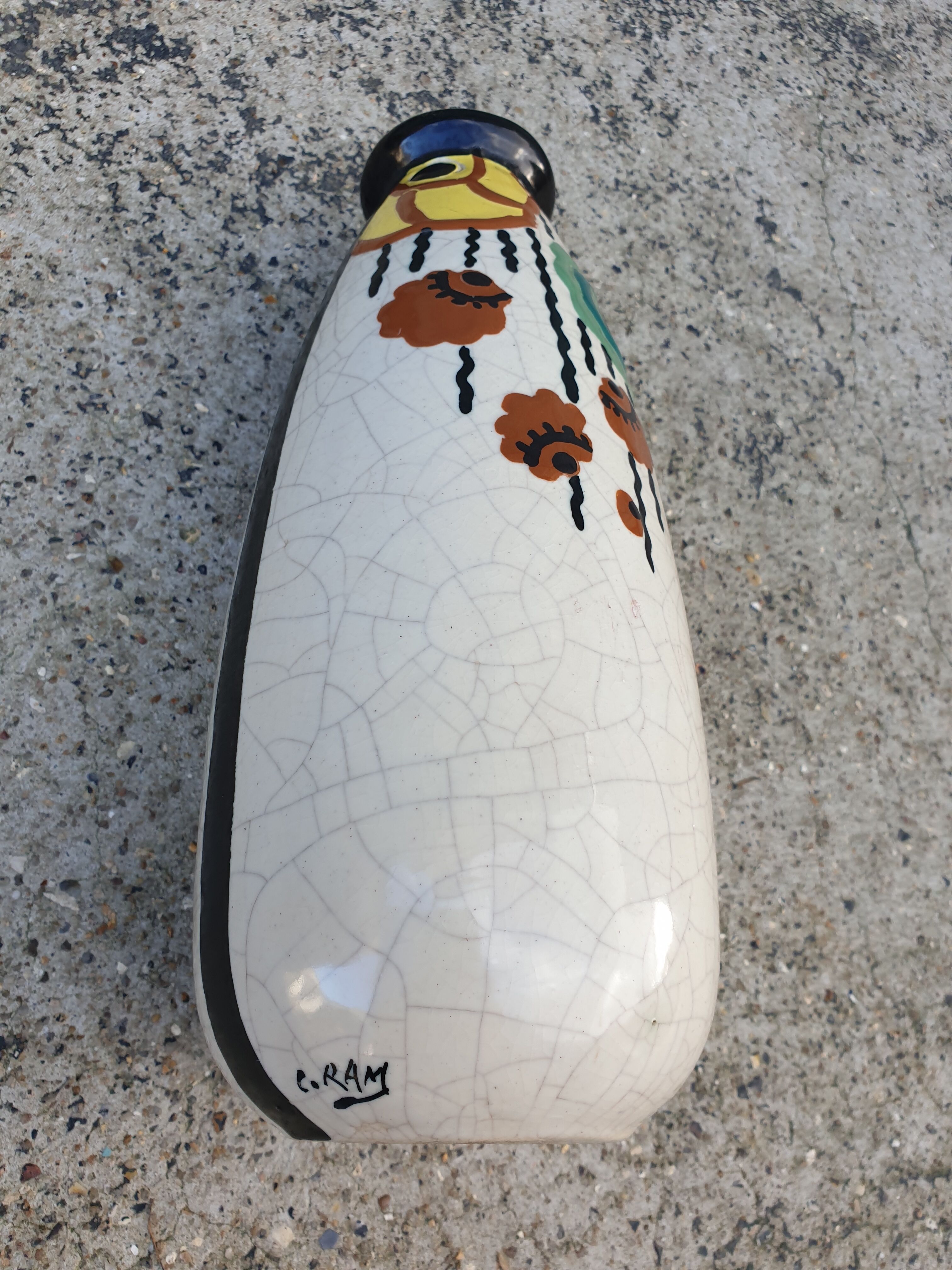 Art Deco cracked ceramic vase