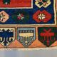 Vintage turkish runner 300x83 cm kazak rug, terracotta red, green, beige blue