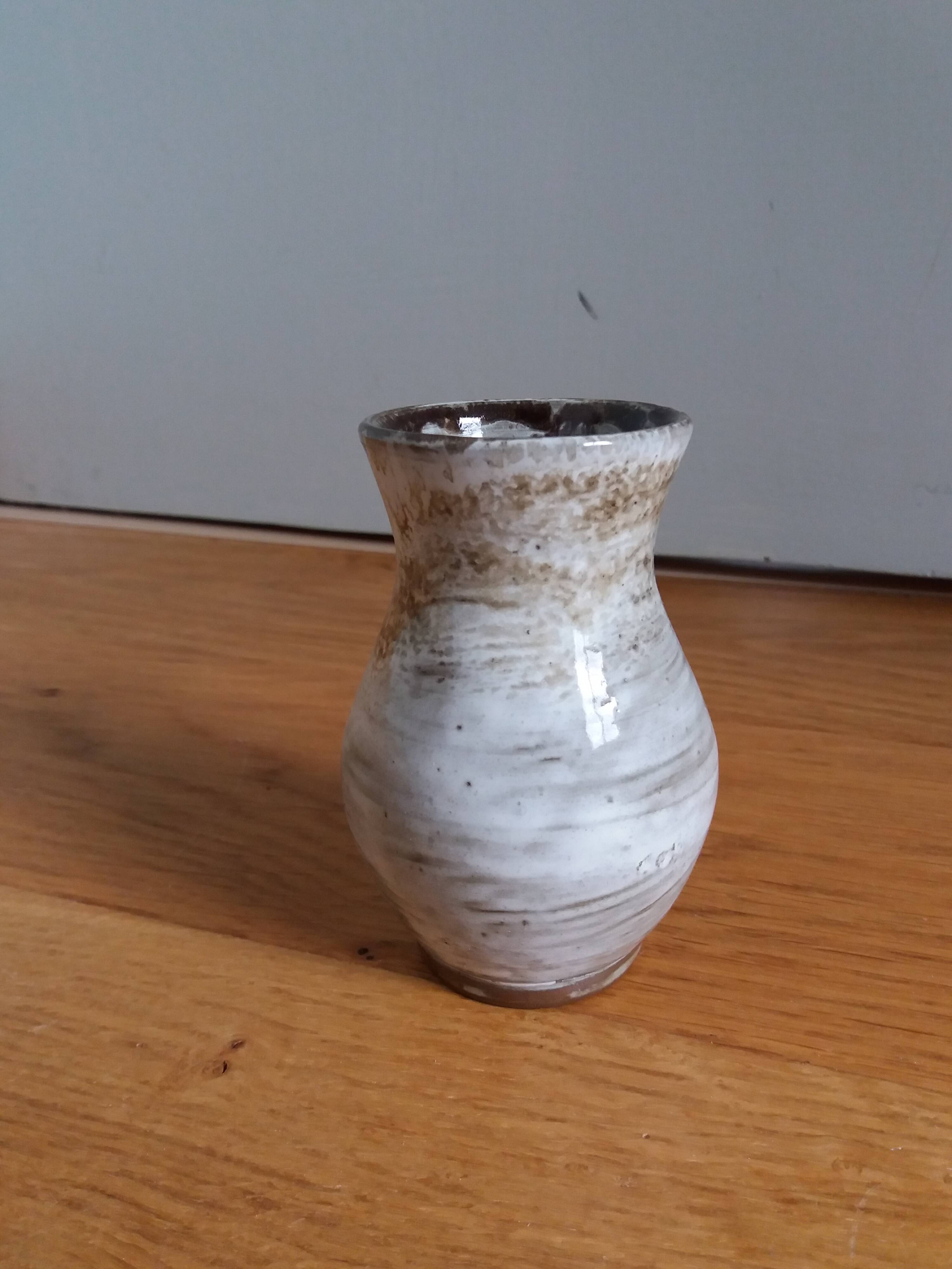 Enamelled stoneware vase Turgis artisanal pottery in Noron La Poterie