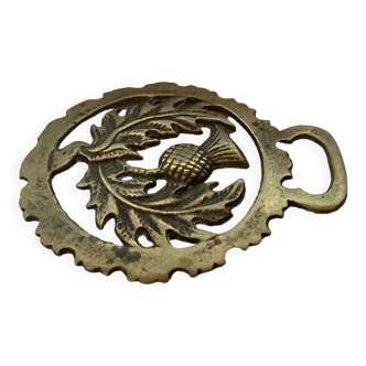 Brass thistle pattern bottle opener