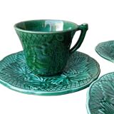 Tasses et soucoupes à café vintage en céramique de Gien, lot de 10