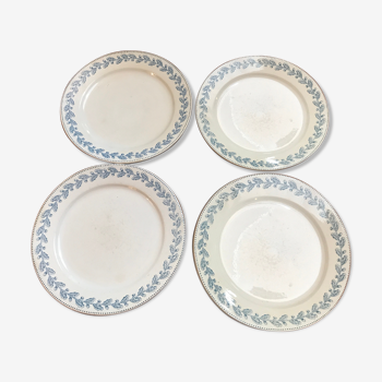 4 flat plates Terre de Fer Sarreguemines early 20th century