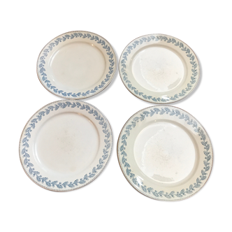 4 flat plates Terre de Fer Sarreguemines early 20th century