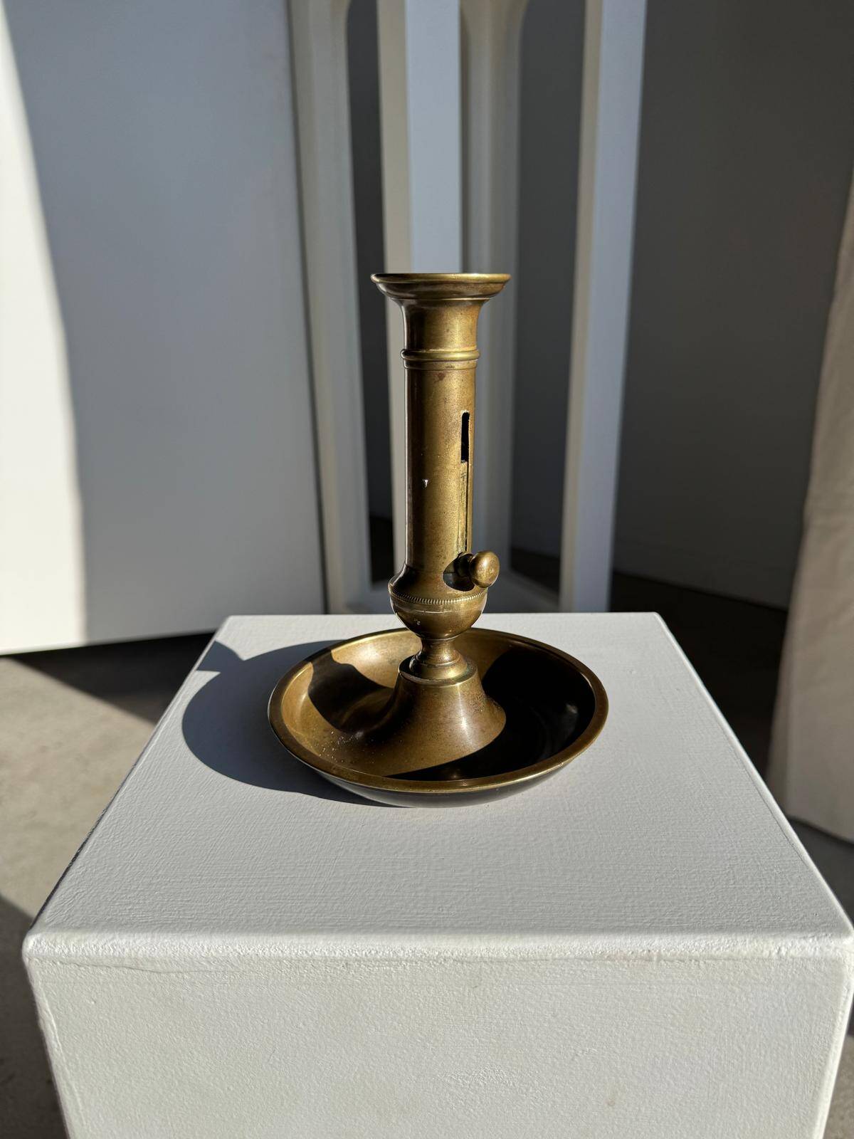 Large adjustable antique gold candlestick H20 D10