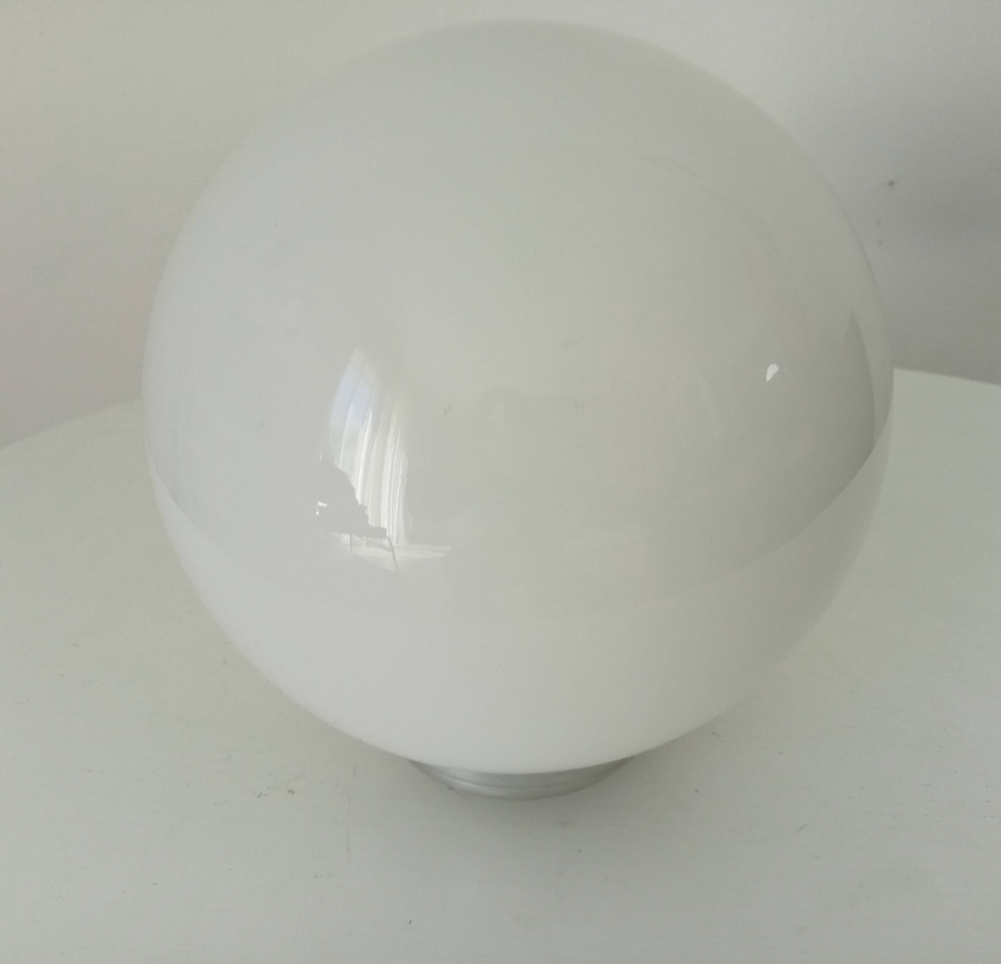 Globe lampshade vintage 50s Opaline and aluminum