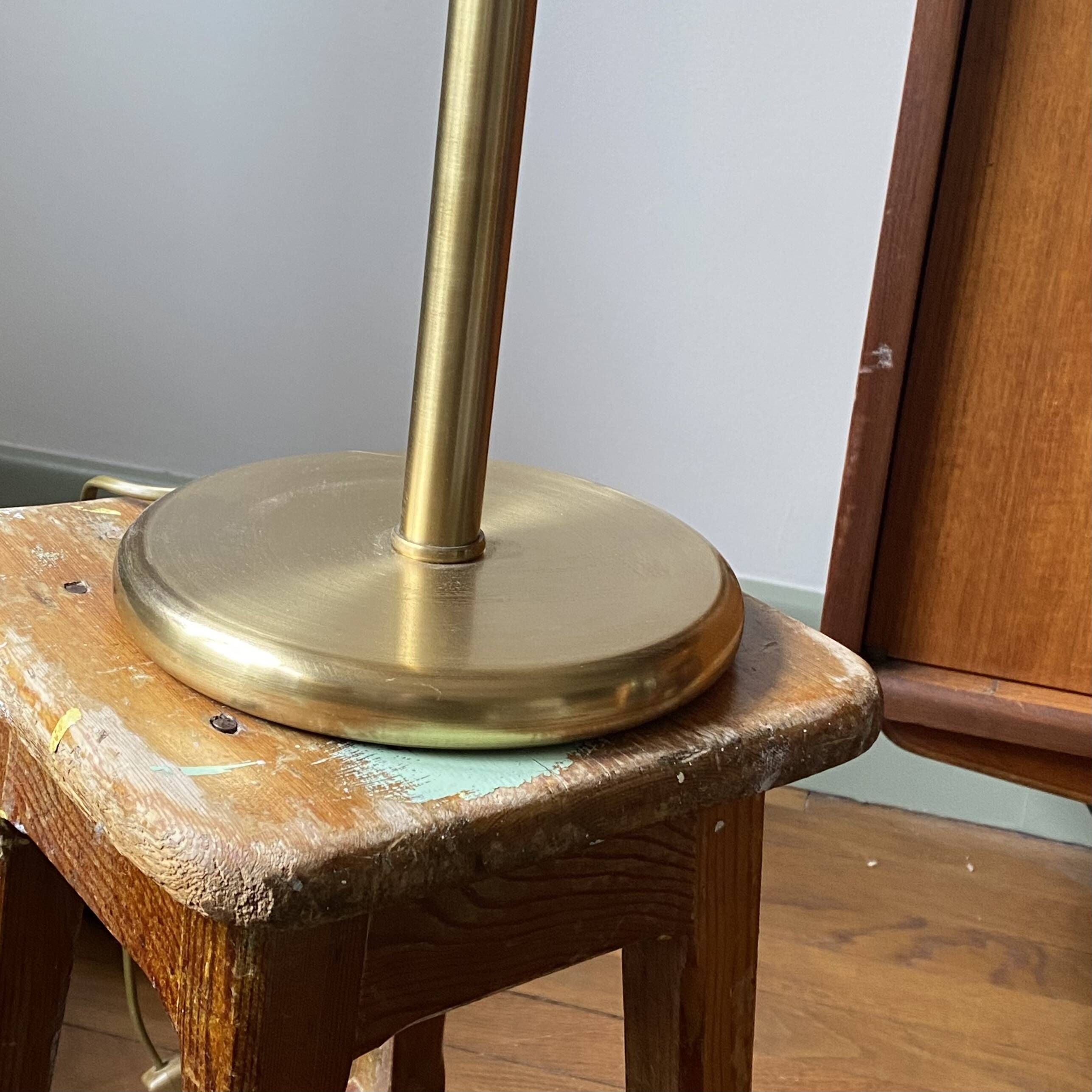 Large vintage lamp with brown and yellow opaline glass and brass.