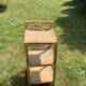Bamboo and wicker shelf, 3 vintage floors