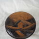 Large blackened wooden box mountain landscape folk art early / mid twentieth
