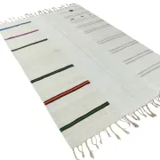 Off White & Cream Mid Century Modern Kilim Rug, Bohemian Living Room Carpet
