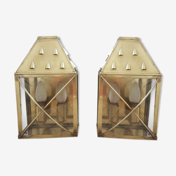 Brass exterior wall sconces, 50s-60s