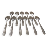 11 silver-plated soup spoons by Christofle Villeroy & Boch, striped
