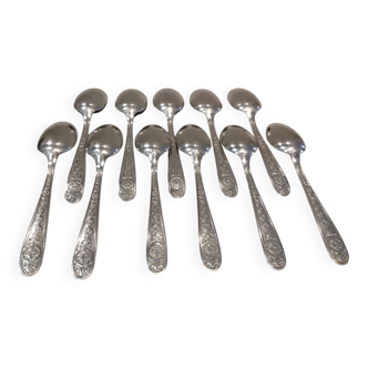 11 silver-plated soup spoons by Christofle Villeroy & Boch, striped