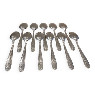 11 silver-plated soup spoons by Christofle Villeroy & Boch, striped