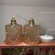 Set of two vintage amber glass pendant lights