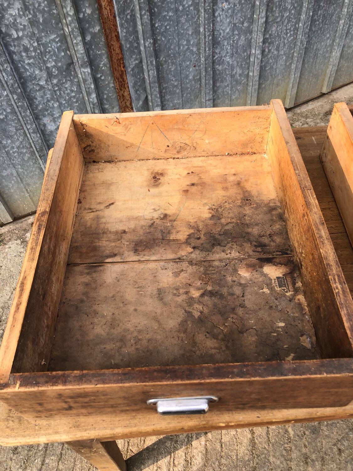 Antique farmhouse table with 3 drawers