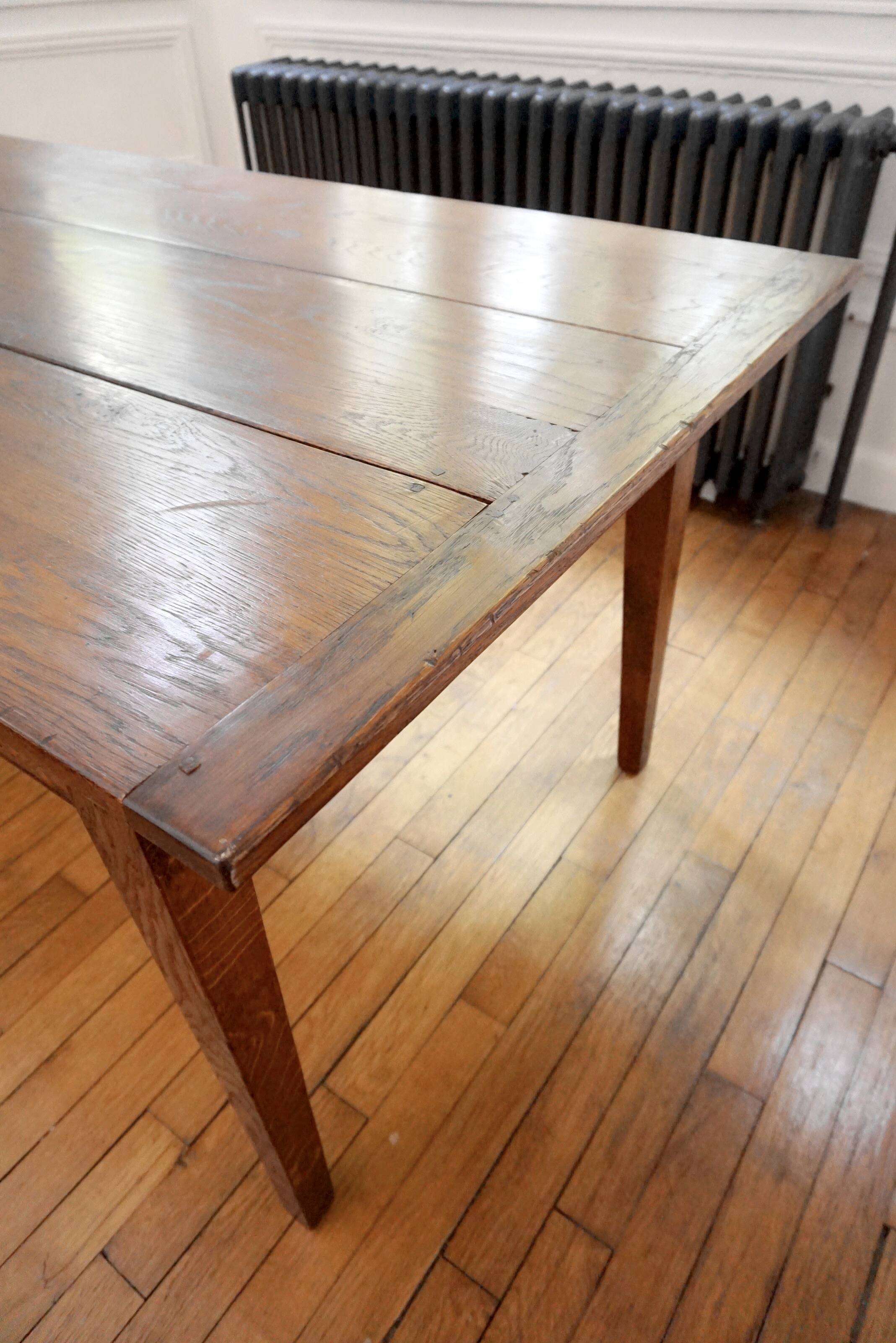 Oak farm table with 3 drawers