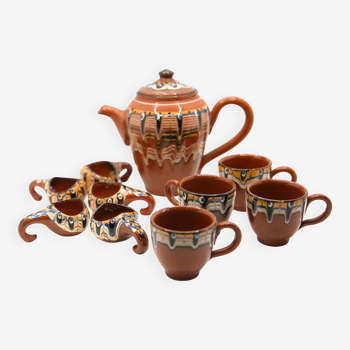 Service à thé ou café et liqueur en céramique artisanale de Bulgarie