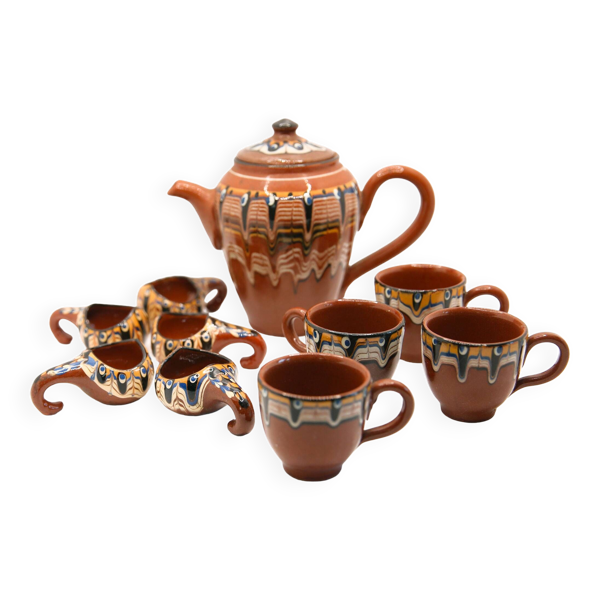 Service à thé ou café et liqueur en céramique artisanale de Bulgarie