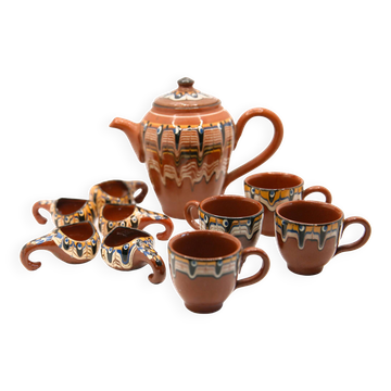 Service à thé ou café et liqueur en céramique artisanale de Bulgarie