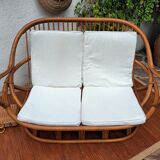 Rattan bench 70s