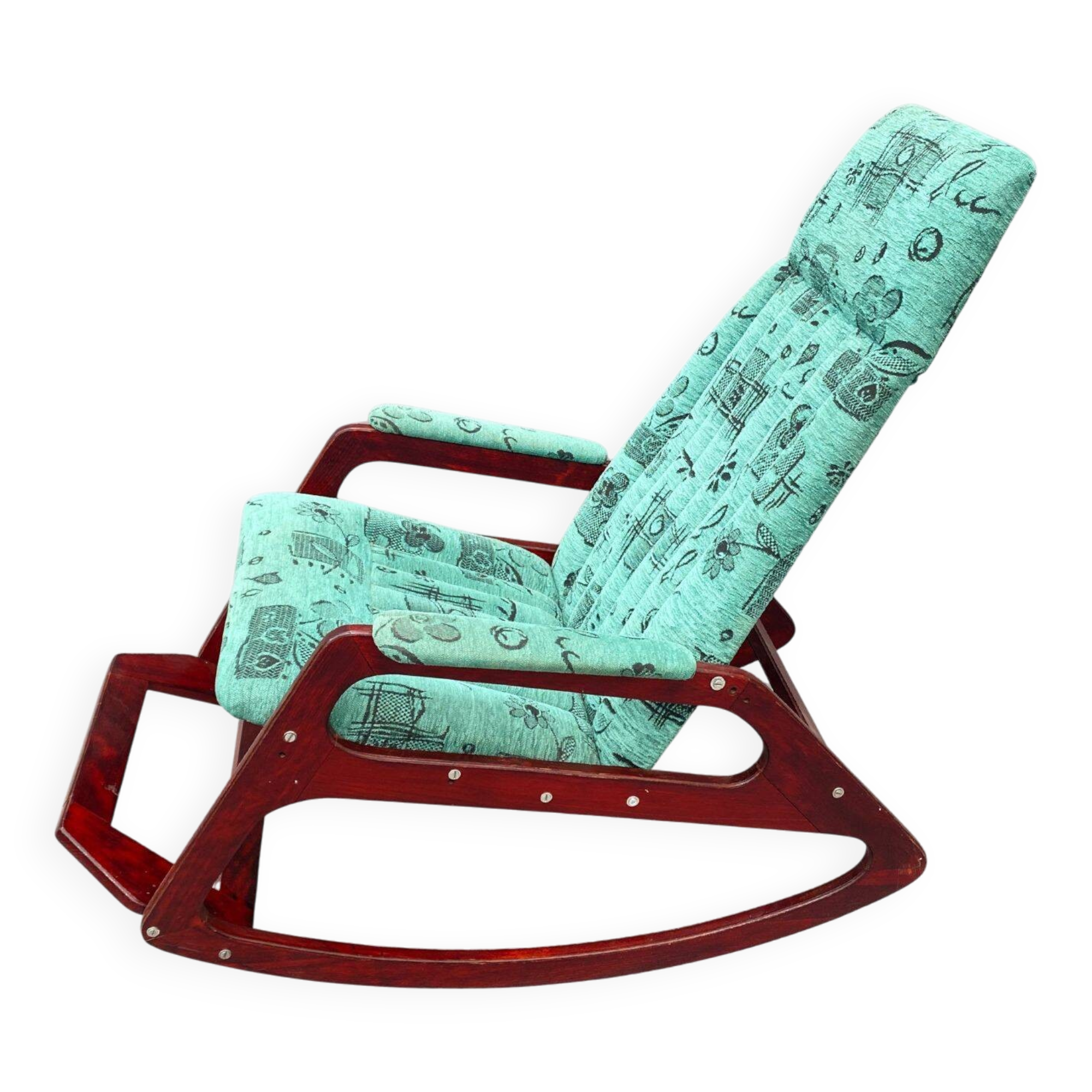 ÚLUV Wooden Rocking Chair – Czechoslovakia, 1970s, Original Very Good Condi