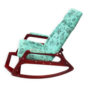 ÚLUV Wooden Rocking Chair – Czechoslovakia, 1970s, Original Very Good Condi