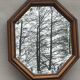 Rustic beveled mirror in molded natural wood 64 x 56 cm