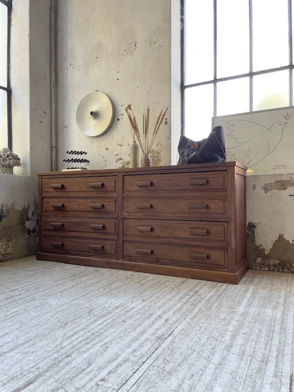 50s pitch pine haberdashery cabinet