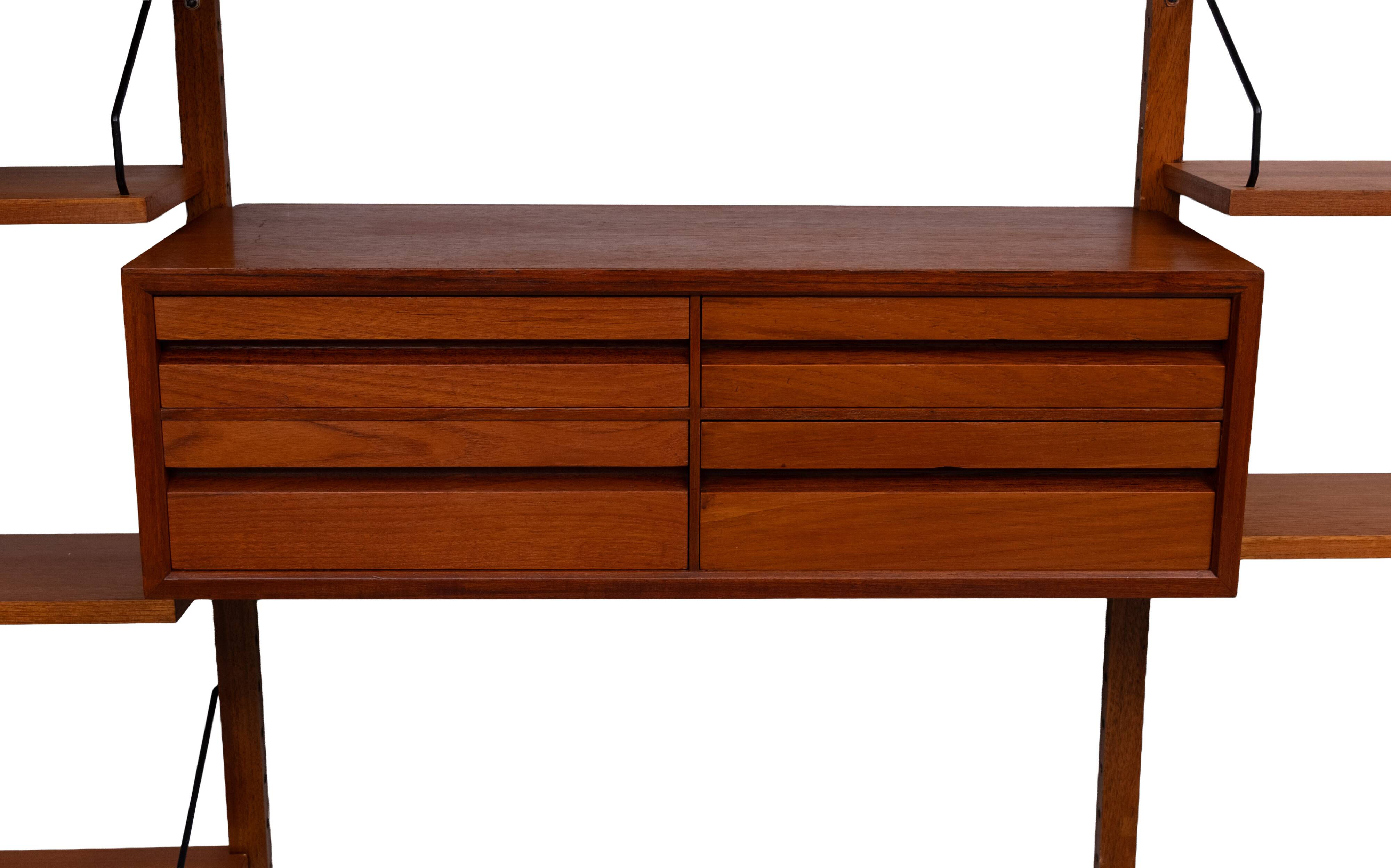 Système mural Royal Teak Poul Cadovius vintage des années 1960 avec 4 armoires