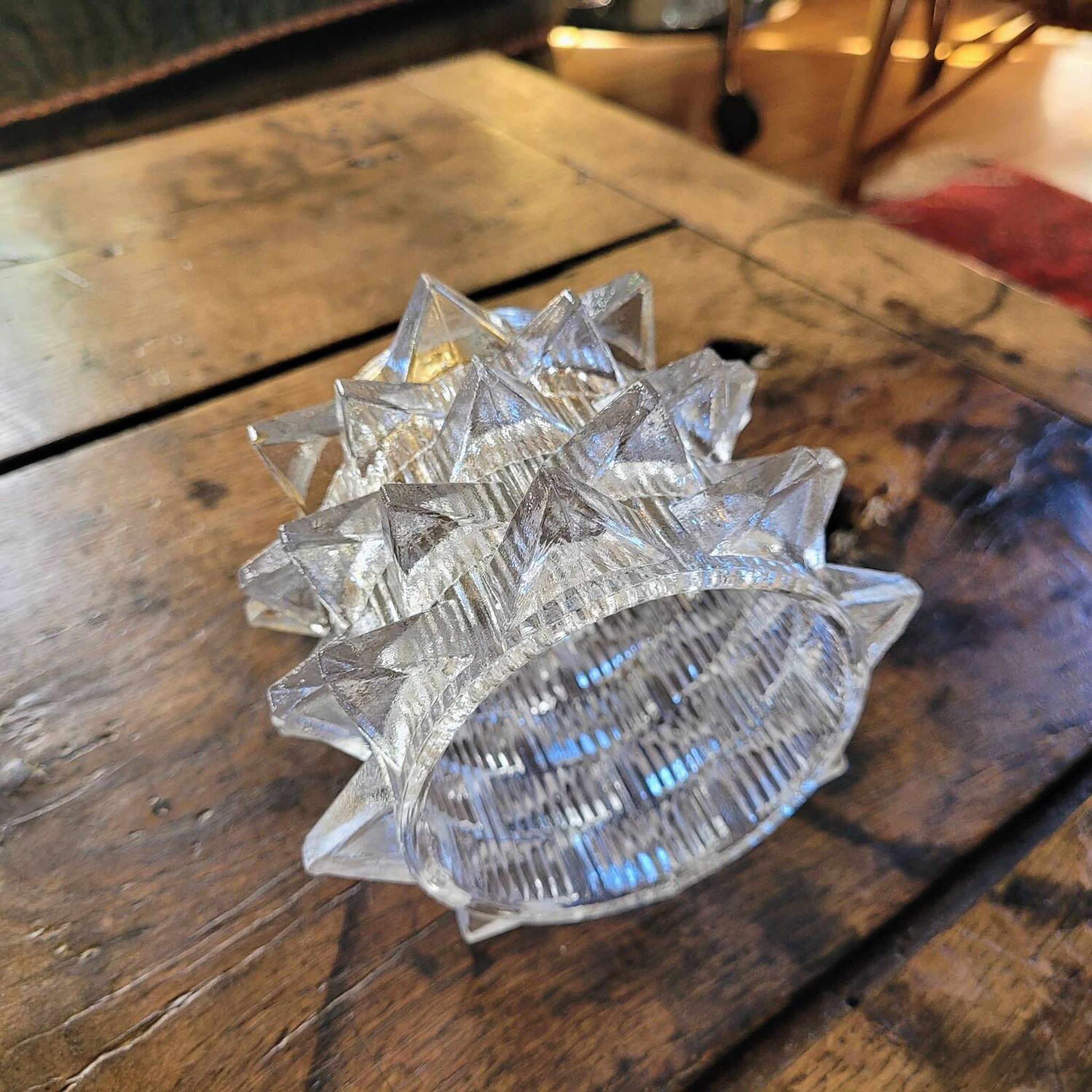Geometric moulded glass lampshade from the 1960s.