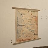 Old school geography map 1960 Atlantic Mediterranean coast