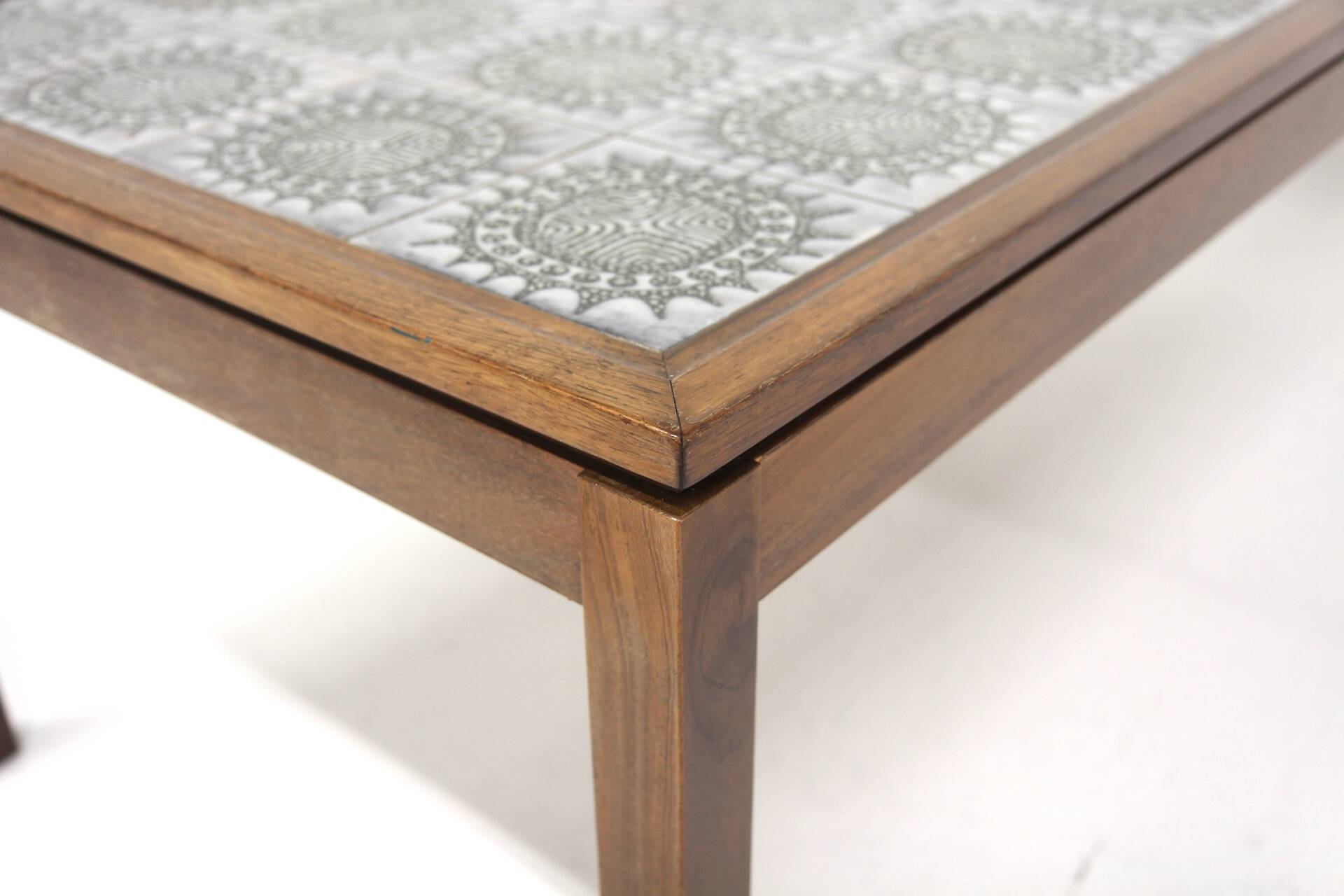 Mahogany and ceramic coffee table, Sweden, 1970