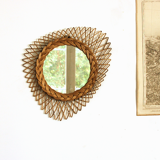Mirror in golden rattan 42x42cm