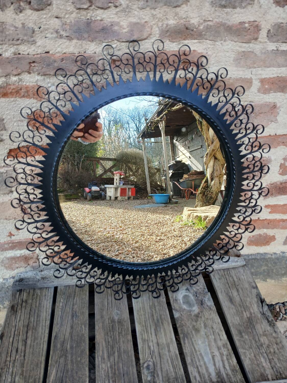 Miroir ancien en fer forgé Chaty Vallauris
