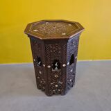 Old oriental wooden side table with mother of pearl, 1st half 20th century