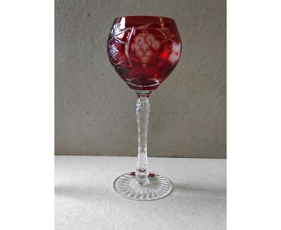 Series of 6 colorful Lorraine crystal roemers