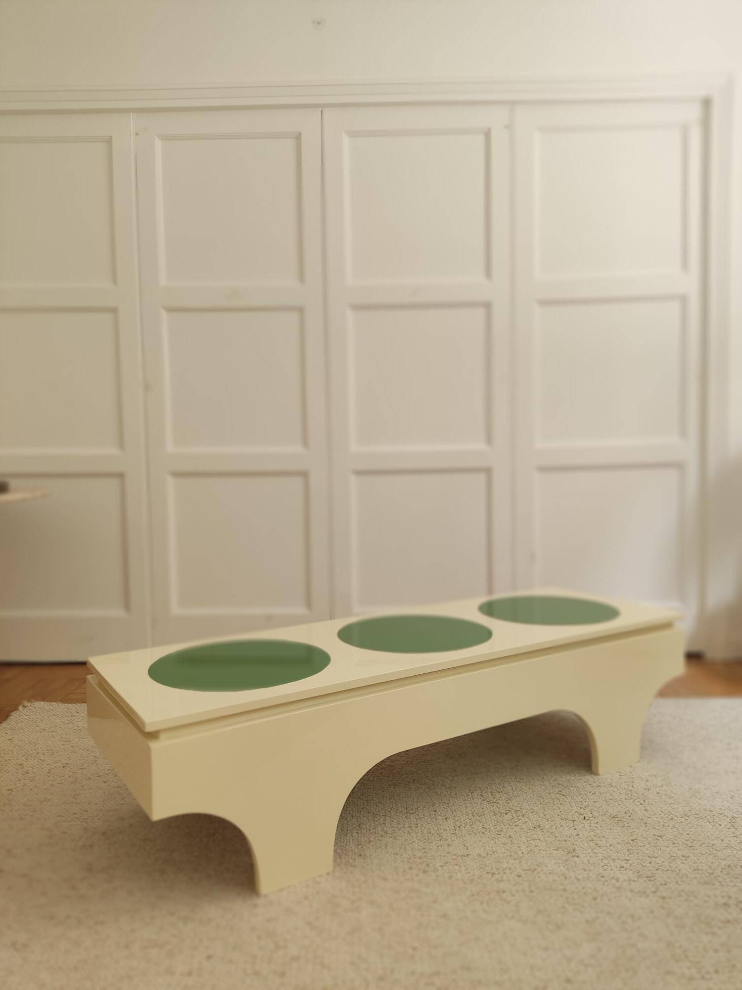 table basse, bois laquée  emiel veranneman & vasarely