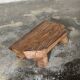 Small stool, teak footrest with short cut corners.