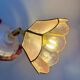 Vintage mother-of-pearl and brass wall lamp with lampshade