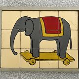 Wooden puzzle frame from the 1930s/40s depicting a circus elephant
